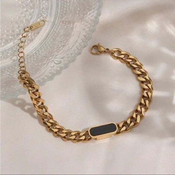 New Chunky 18k Gold Plated Cuban Chain White Shell Bracelet - Picture 10 of 12